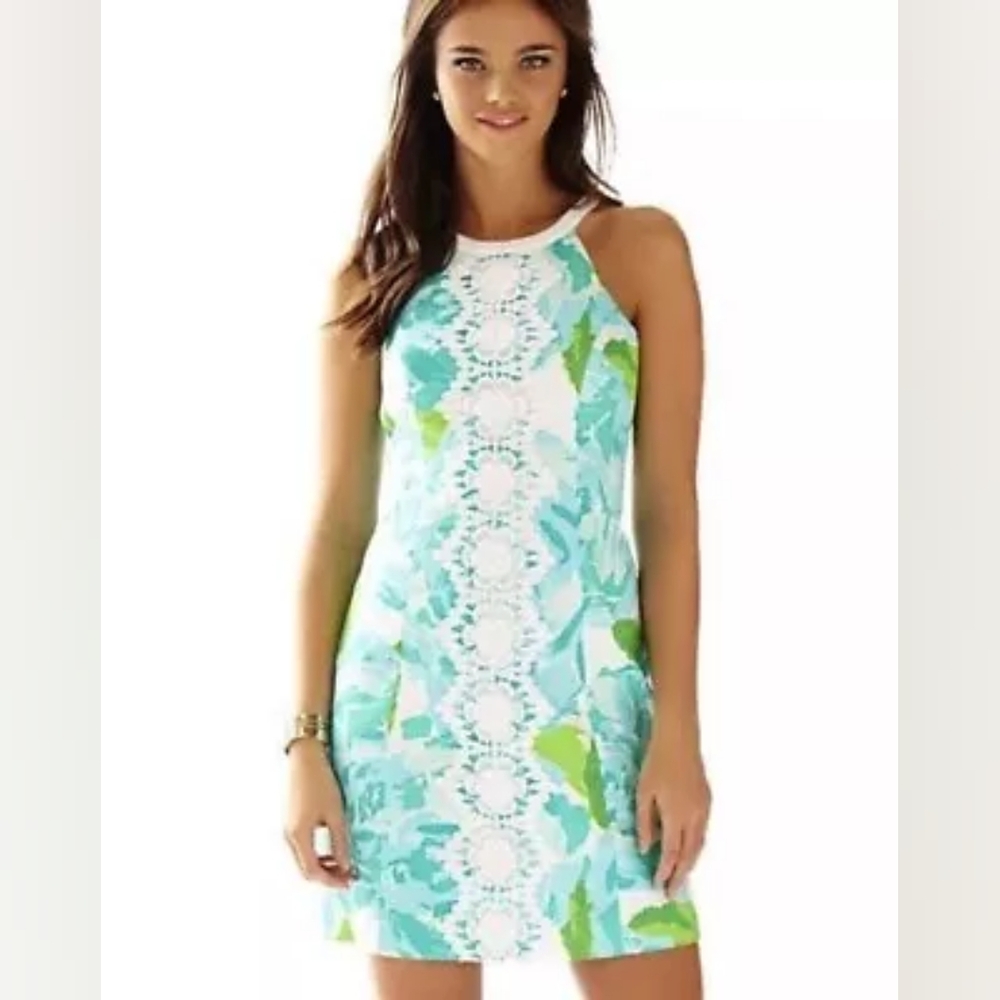 Floral Sleeveless Dress in Blue and Green